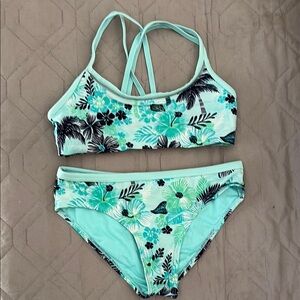 ZeroXposur Girl's Green and Black Bikini Set Swimwear Girl's Size 10